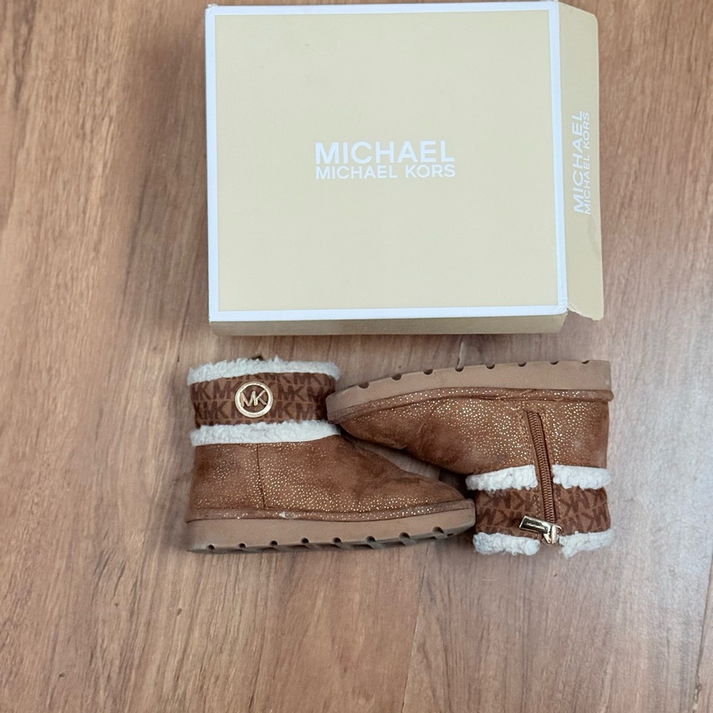 Michael Kors Brown and White Boots with Rugged Sole